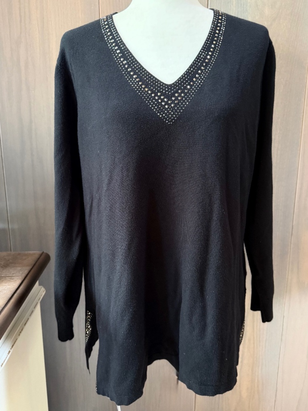 JONES & CO Black Sweater Tunic 1X